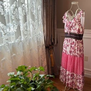 Taylor Women's Mixed Print Chiffon Midi Dress Size12